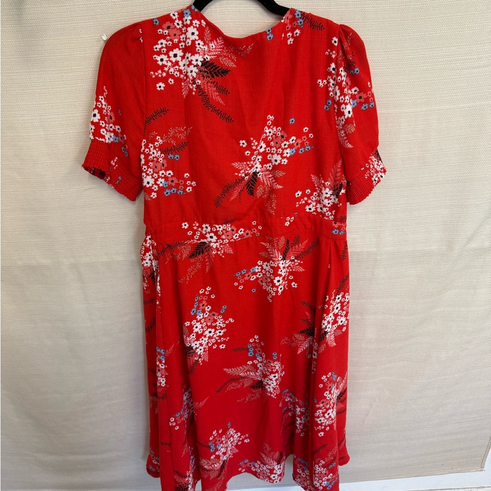 Lulu's Vibrant Red Floral Wrap Dress - Picture 3 of 3